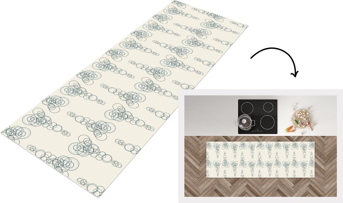 KitchenYeah Keukenloper - Loper keuken - Cirkel - Patronen - Abstract - 150x50 cm - Keukenloper vinyl Multicolor