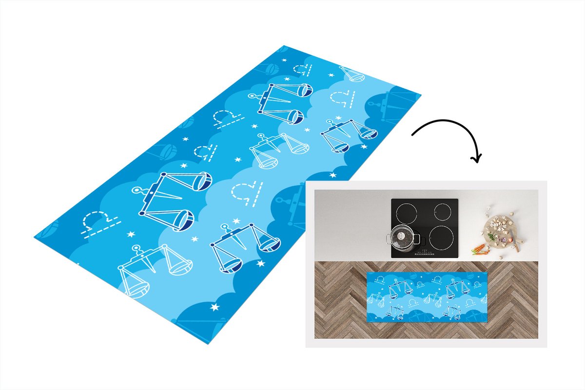 KitchenYeah Keukenloper - Loper keuken - Weegschaal - Patroon - Zodiac - Keukenloper vinyl Multicolor
