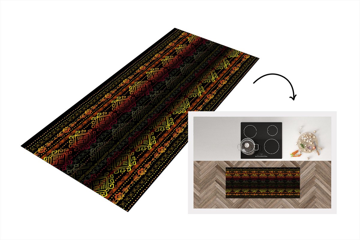 KitchenYeah Keukenloper - Loper keuken - Afrika - Patronen - Abstract - 120x50 cm - Keukenloper vinyl Multicolor