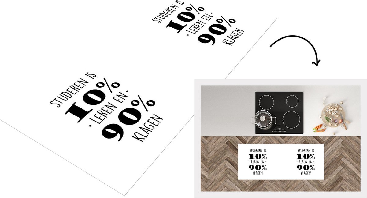 KitchenYeah Keukenloper - Loper keuken - Studie - Studeren - Quotes - Studeren is 10% leren en 90% klagen - 120x50 cm - Keukenloper vinyl Multicolor