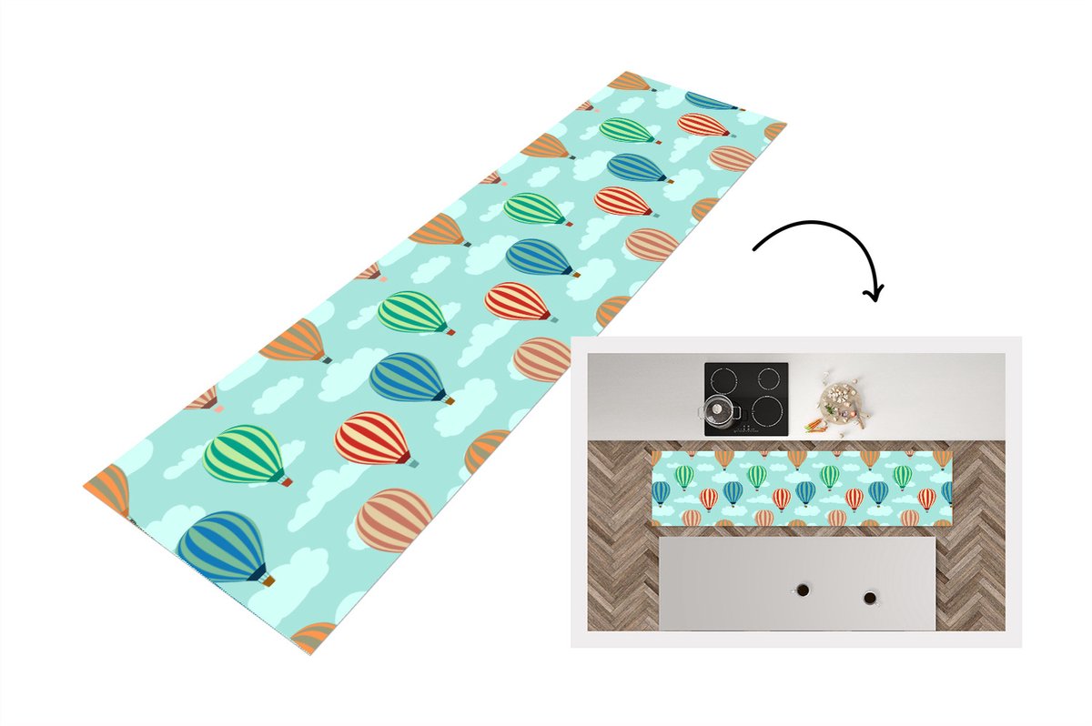 KitchenYeah Keukenloper - Loper keuken - Patronen - Lucht - Luchtballon - 200x50 cm - Keukenloper vinyl Multicolor