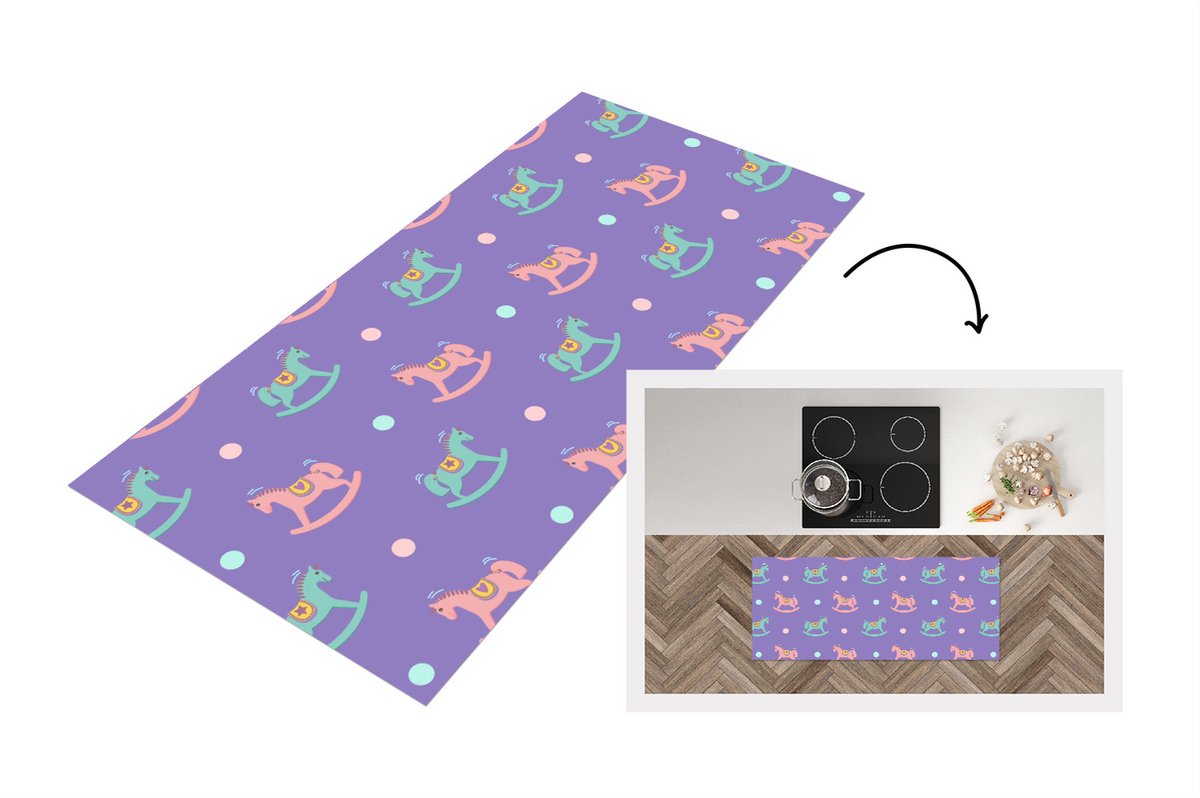 KitchenYeah Keukenloper - Loper keuken - Hobbelpaard - Patronen - Geboorte - Keukenloper vinyl Multicolor