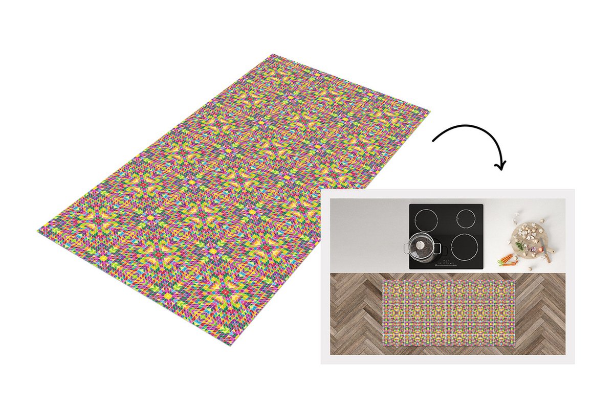 KitchenYeah Keukenloper - Loper keuken - Caleidoscoop - Patronen - Regenboog - Keukenloper vinyl multicolor, foto 5