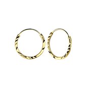 Zilveren oorbellen | Oorringen  | Gold plated oorringen, 14 mm diamond cut