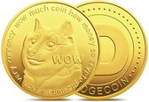 Dogecoin Crypto Munt 4.5 cm (goudkleurig)-   To the Moon Doge Coin - Crypto - Cryptocurrency - Munt - Bitcoin - Ethereum - Standaard - Boek - Cryptovaluta voor Dummies - Hoge Kwaliteit - Gouden Crypto Munt – Shiba Hond Corgi Meme Tesla