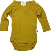 Lille Barn - Wikkelromper / Overslagromper lange mouwen – Merinowol - Green moss maat 56