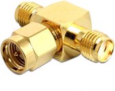 Huxuan SMA (m) naar 2x SMA (v) T-Adapter - Verguld - 50 Ohm - 1 stuk