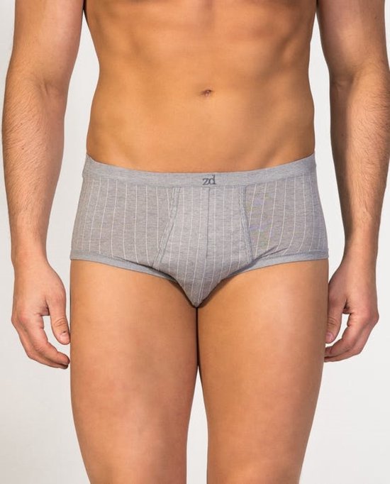 Slip - Homme - Coton égyptien - Coutures plates - Qualité supérieure - Grijs à fines rayures - Taille XL