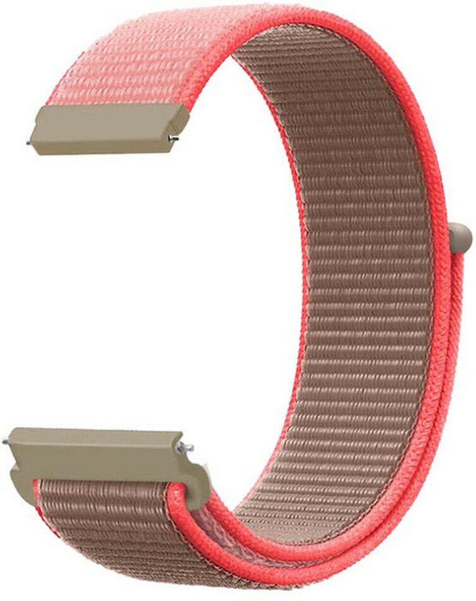 Strap-it Smartwatch bandje 22mm - zacht nylon bandje geschikt voor Samsung Galaxy Watch 46mm / Galaxy Watch 3 45mm / Gear S3 Classic & Frontier - OnePlus Watch - Amazfit GTR 47mm / GTR 2 / GTR 3 - Pro - neon pink