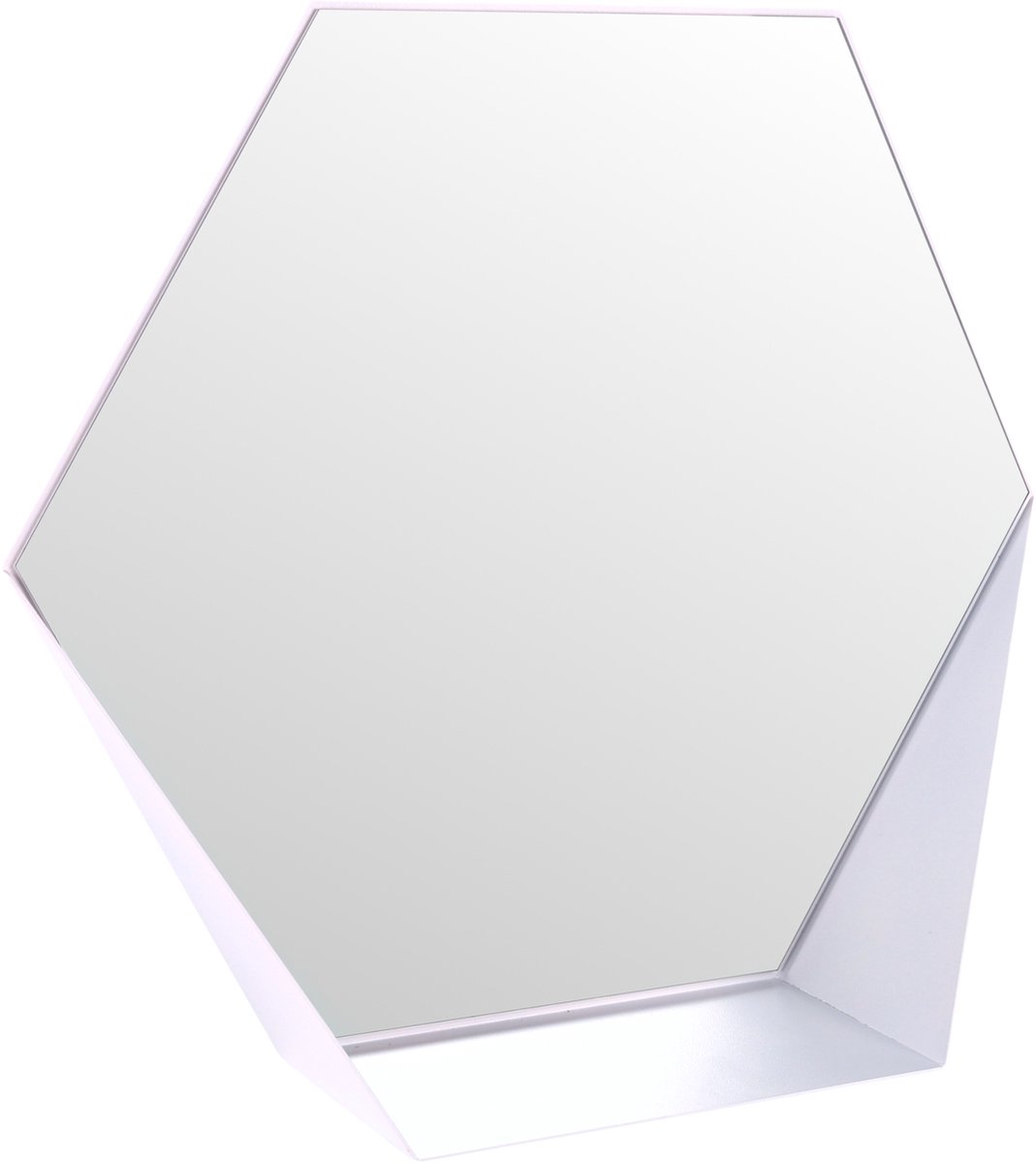 Gorillz Hive Wandspiegel met Plank - Hexagon Spiegel Hangend - 60 x 52 cm - Metaal Wit