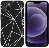 iPhone 13 Hoesje Siliconen - iMoshion Design hoesje - Zwart / Graphic Cube Black