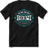 1994 The One And Only | Feest Kado T-Shirt Heren - Dames | Cobalt - Wit | Perfect Verjaardag Cadeau Shirt | Grappige Spreuken - Zinnen - Teksten | Maat XXL