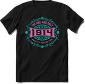 1914 The One And Only | Feest Kado T-Shirt Heren - Dames | Cobalt - Licht Roze | Perfect Verjaardag Cadeau Shirt | Grappige Spreuken - Zinnen - Teksten | Maat XXL
