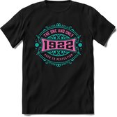 1922 The One And Only | Feest Kado T-Shirt Heren - Dames | Cobalt - Licht Roze | Perfect Verjaardag Cadeau Shirt | Grappige Spreuken - Zinnen - Teksten | Maat S