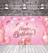 Verjaardag banner | Roze | 1 stuk | Happy Birthday | Cadeaus | Ballonnen | 1,8 meter