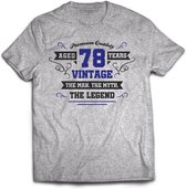 78 Jaar Legend - Feest kado T-Shirt Heren / Dames - Antraciet Grijs / Donker Blauw - Perfect Verjaardag Cadeau Shirt - grappige Spreuken, Zinnen en Teksten. Maat 3XL