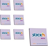 Stick'n sticky note - 6-pack - 76x76mm, pastel paars/lila, 100 memoblaadjes per blok