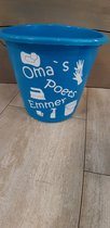 Emmer - Tekst - 5 liter - L. Blauw - "Oma's Poetsemmer" - Kado