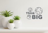Stickerheld - Muursticker "Think Big" Quote - Woonkamer - Droom over je toekomst - Engelse Teksten - Mat Donkergrijs - 27.5x37.2cm