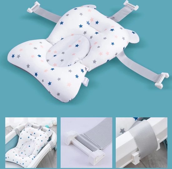Baby badspons voor leeftijd 1-3 jaar comfortabele baby badmat antislip pasgeboren badkussen (blauw