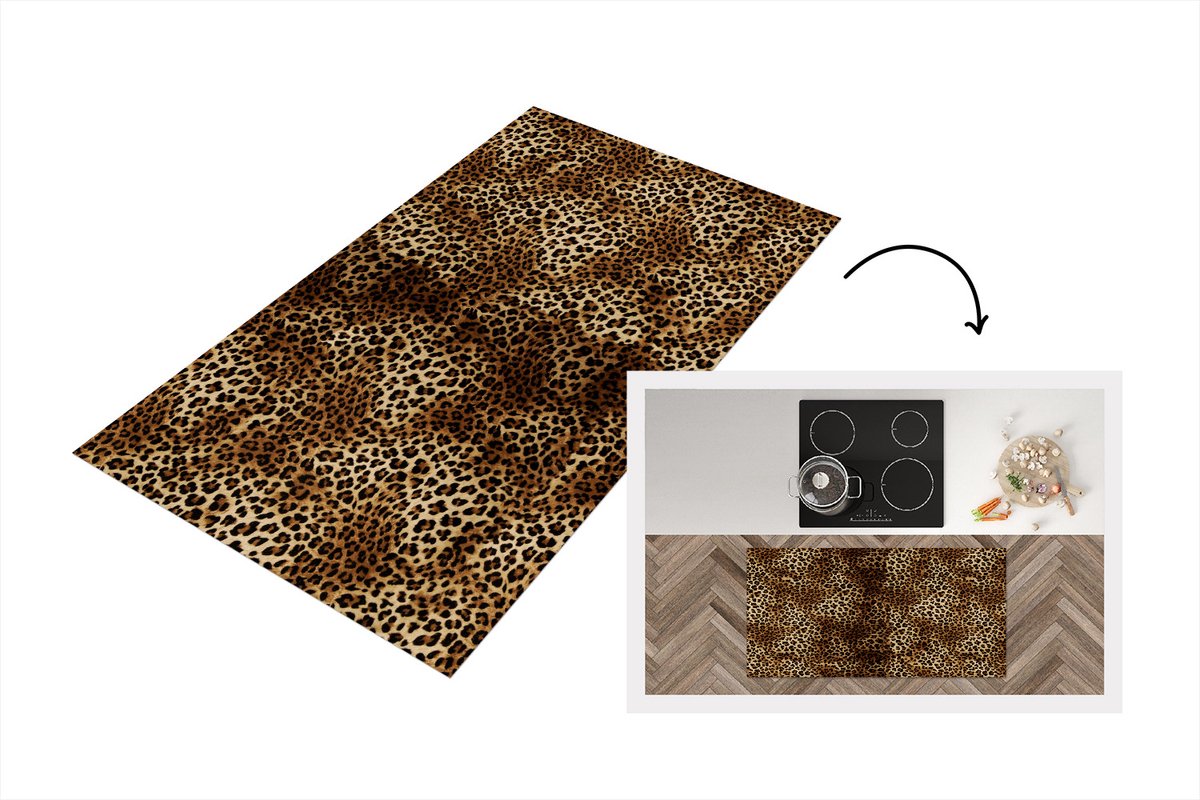 KitchenYeah Keukenloper - Loper keuken - Luipaard - Patronen - Dieren - 120x60 cm - Keukenloper vinyl Multicolor
