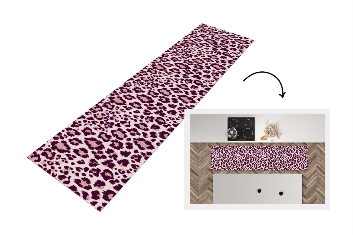 KitchenYeah Keukenloper - Loper keuken - Patronen - Panter - Roze - Keukenloper vinyl, foto 4