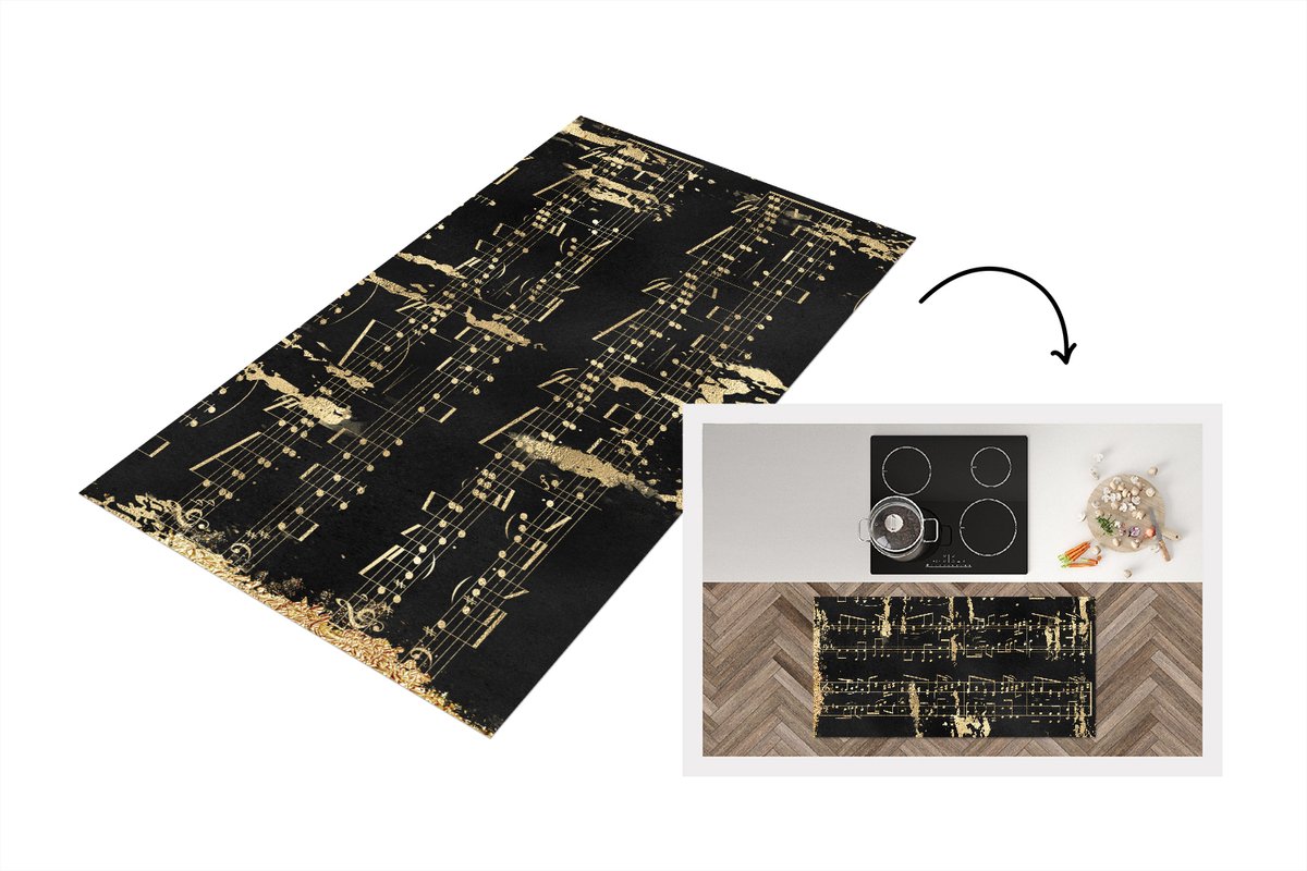 KitchenYeah Keukenloper - Loper keuken - Muziek - Goud - Zwart - Keukenloper vinyl, foto 2