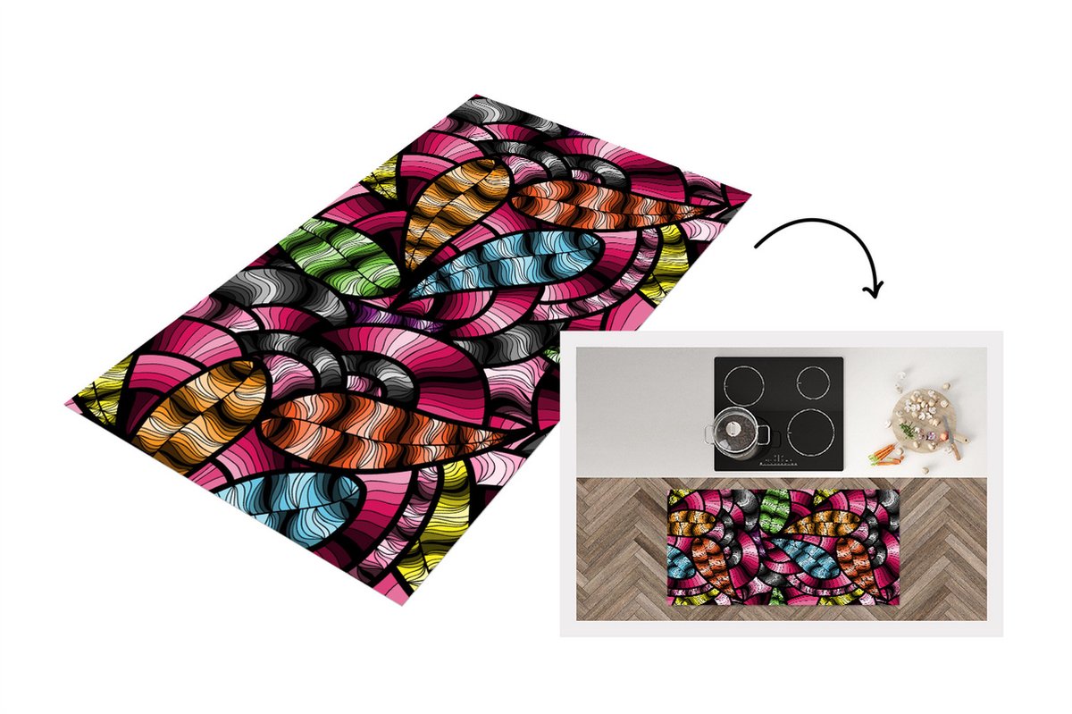KitchenYeah Keukenloper - Loper keuken - Patronen - Plant - Abstract - Jungle - 120x60 cm - Keukenloper vinyl Multicolor