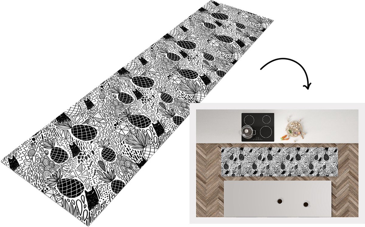KitchenYeah Keukenloper - Loper keuken - Patronen - Jungle - Fruit - 200x50 cm - Keukenloper vinyl Multicolor