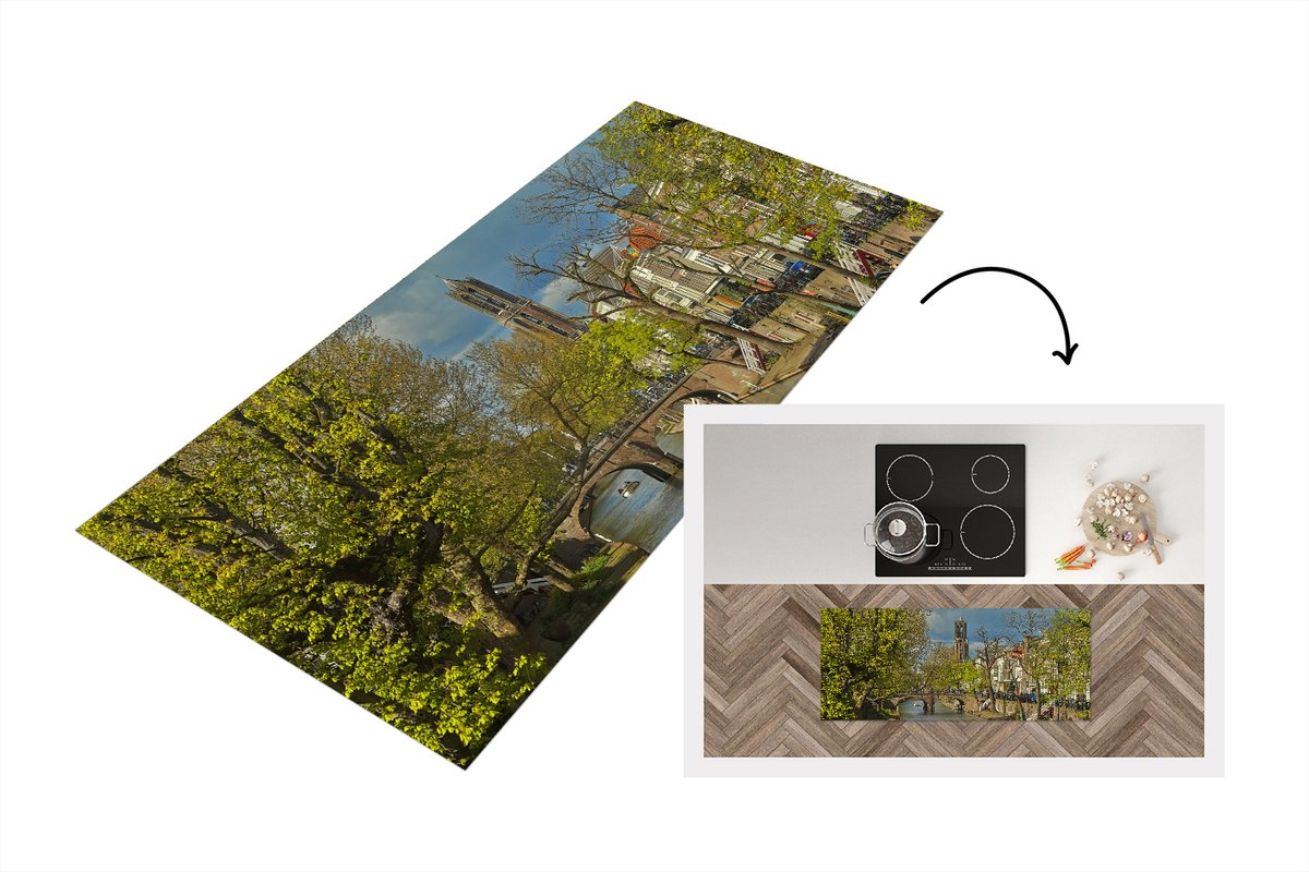 KitchenYeah Keukenloper - Loper keuken - Planten - Utrecht - Water - 120x50 cm - Keukenloper vinyl Multicolor