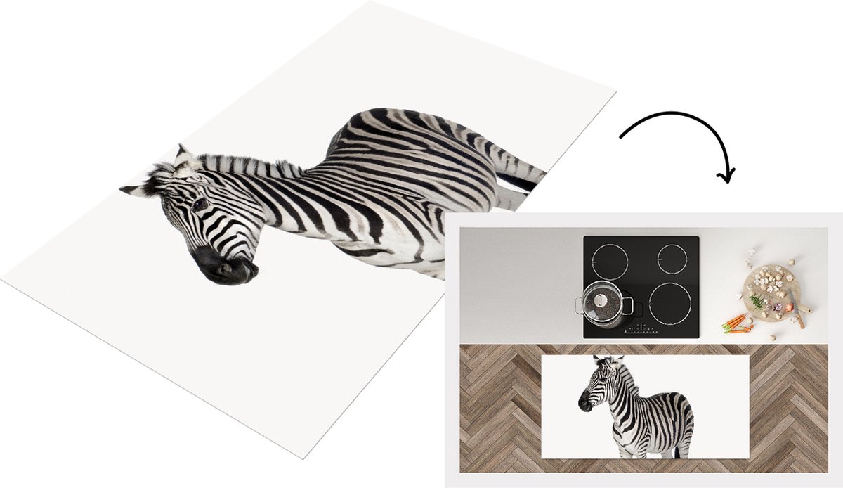 KitchenYeah Keukenloper - Loper keuken - Woonkamer - Zebra - 120x60 cm - Keukenloper vinyl Multicolor