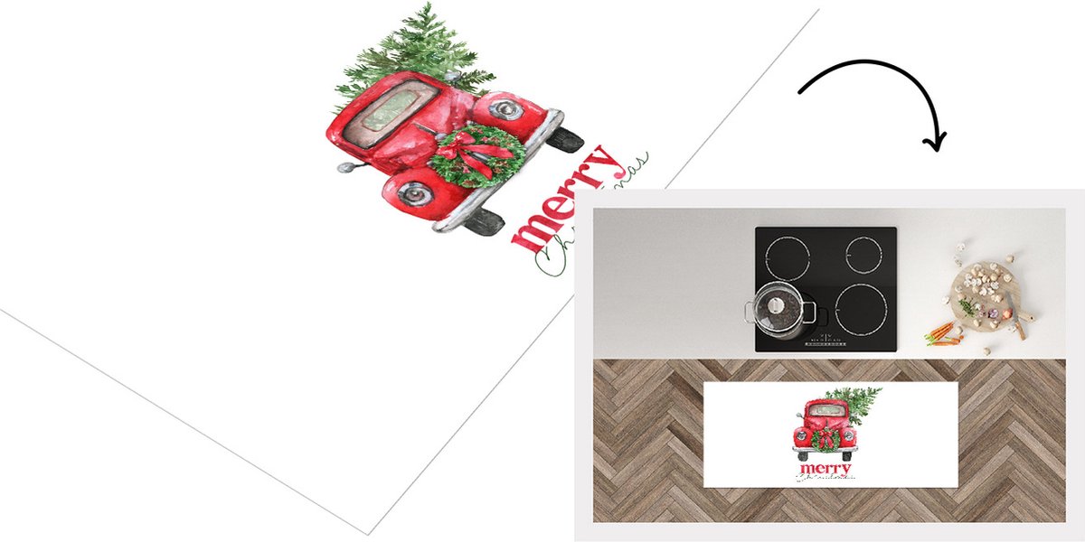 KitchenYeah Keukenloper - Loper keuken - Kerst - Kerstkrans - Merry Christmas - Quotes - Spreuken - 120x50 cm - Keukenloper vinyl Multicolor
