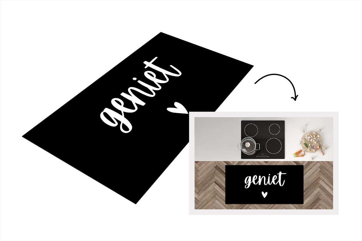 KitchenYeah Keukenloper - Loper keuken - Quotes - Geniet - Spreuken - 120x60 cm - Keukenloper vinyl Multicolor