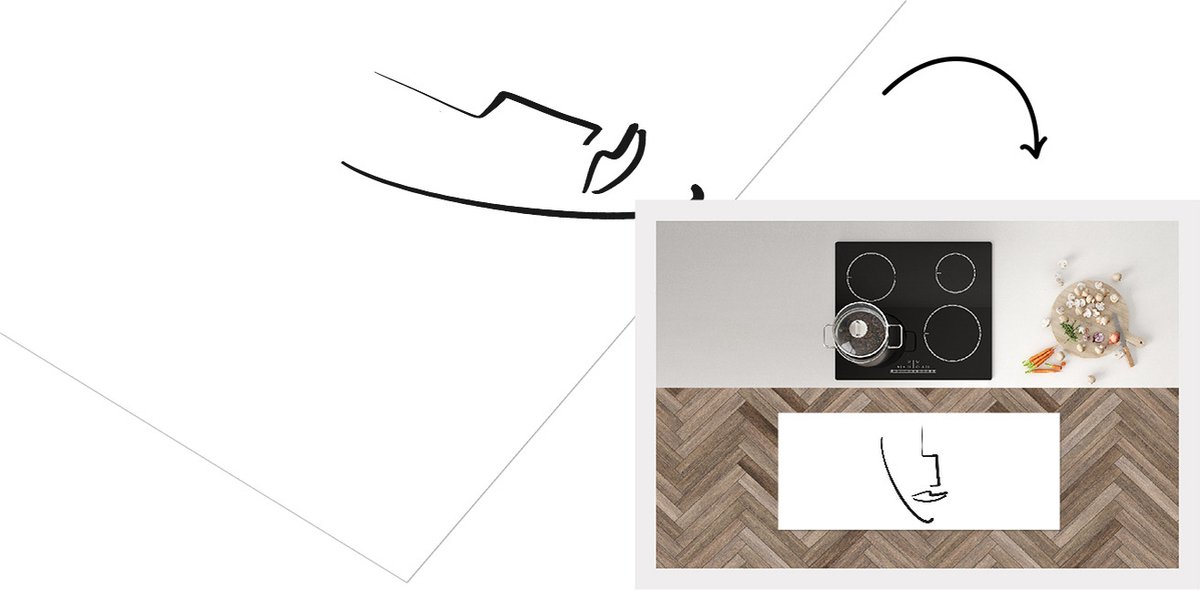 KitchenYeah Keukenloper - Loper keuken - Abstract - Vrouw - Zwart - Wit - Keukenloper vinyl Multicolor