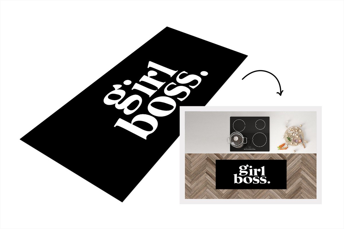 KitchenYeah Keukenloper - Loper keuken - Spreuken - Girl boss - Quotes - 120x50 cm - Keukenloper vinyl Multicolor