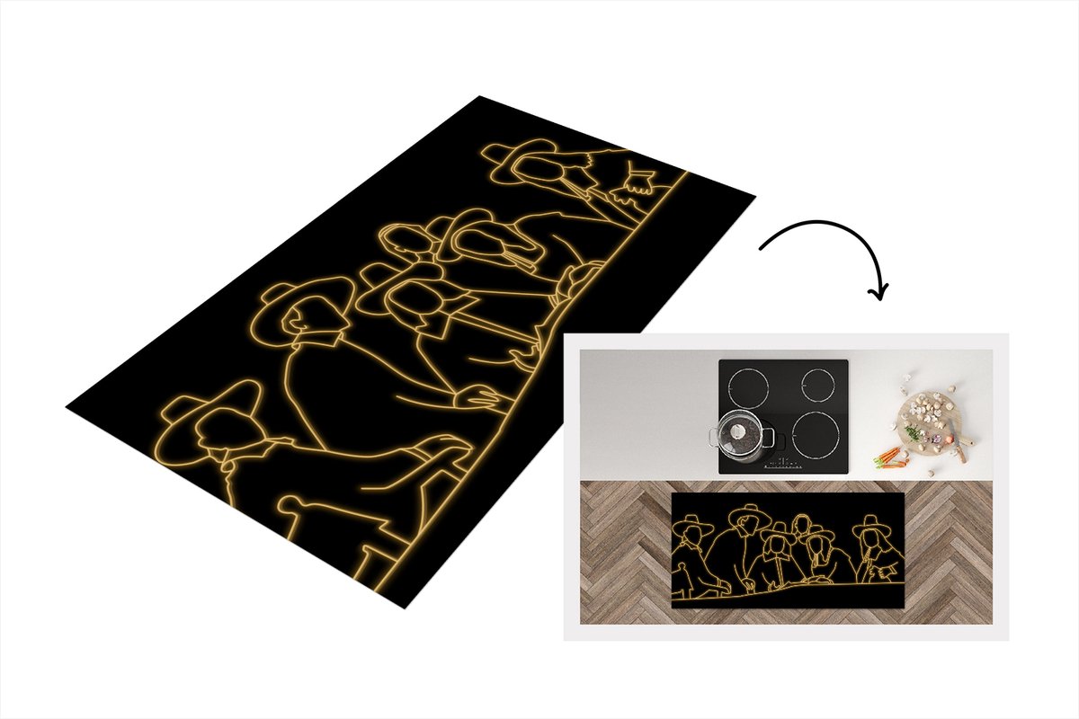 KitchenYeah Keukenloper - Loper keuken - De staalmeesters - Rembrandt van Rijn - Goud - 120x60 cm - Keukenloper vinyl Multicolor
