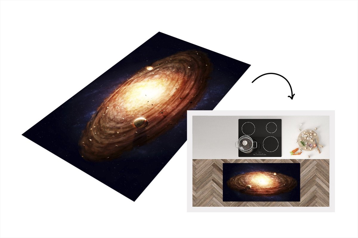 KitchenYeah Keukenloper - Loper keuken - Een realistische illustratie van het zonnestelsel - 120x60 cm - Keukenloper vinyl Multicolor