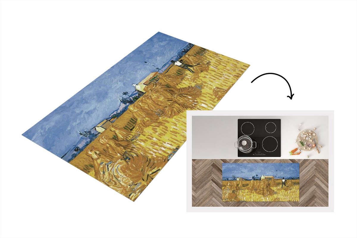 KitchenYeah Keukenloper - Loper keuken - Oogst in de Provence - Vincent van Gogh - 120x60 cm - Keukenloper vinyl Multicolor