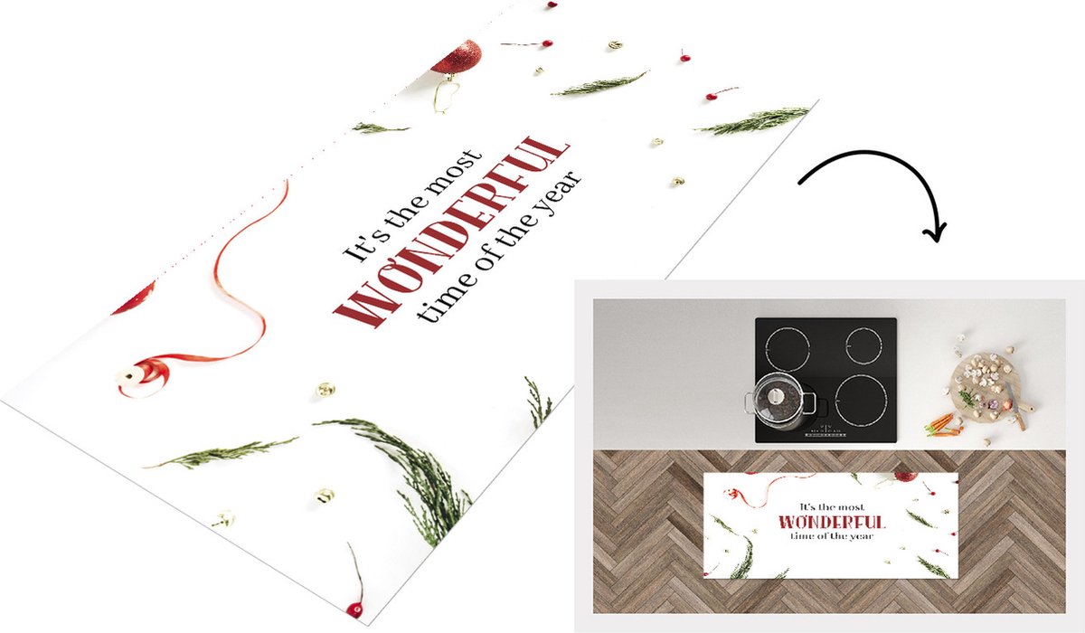 KitchenYeah Keukenloper - Loper keuken - Winter - Quote - Kerst - 120x50 cm - Keukenloper vinyl Multicolor