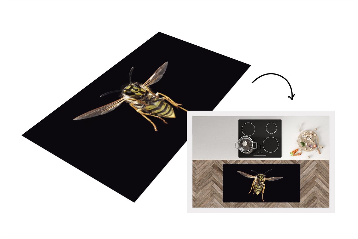 KitchenYeah Keukenloper - Loper keuken - Wesp - Insecten - Portret - 120x60 cm - Keukenloper vinyl Multicolor
