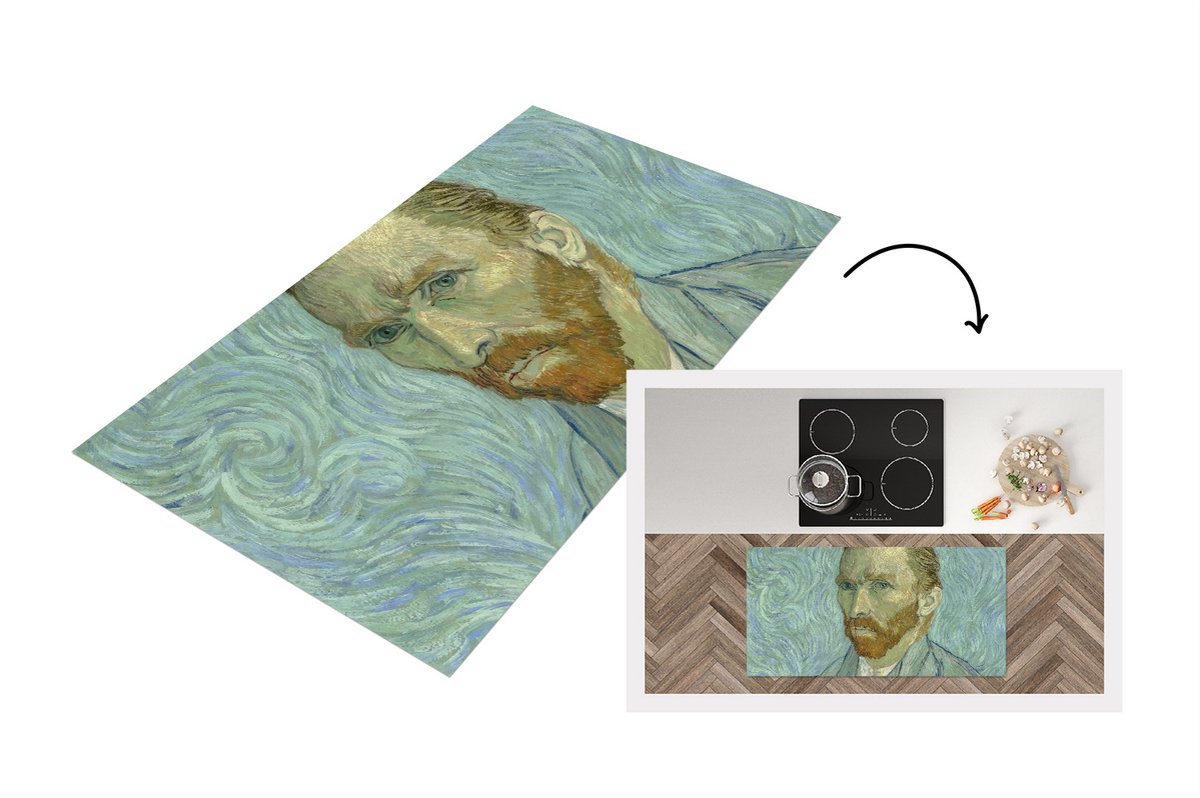 KitchenYeah Keukenloper - Loper keuken - Zelfportret - Vincent van Gogh - 120x60 cm - Keukenloper vinyl Multicolor