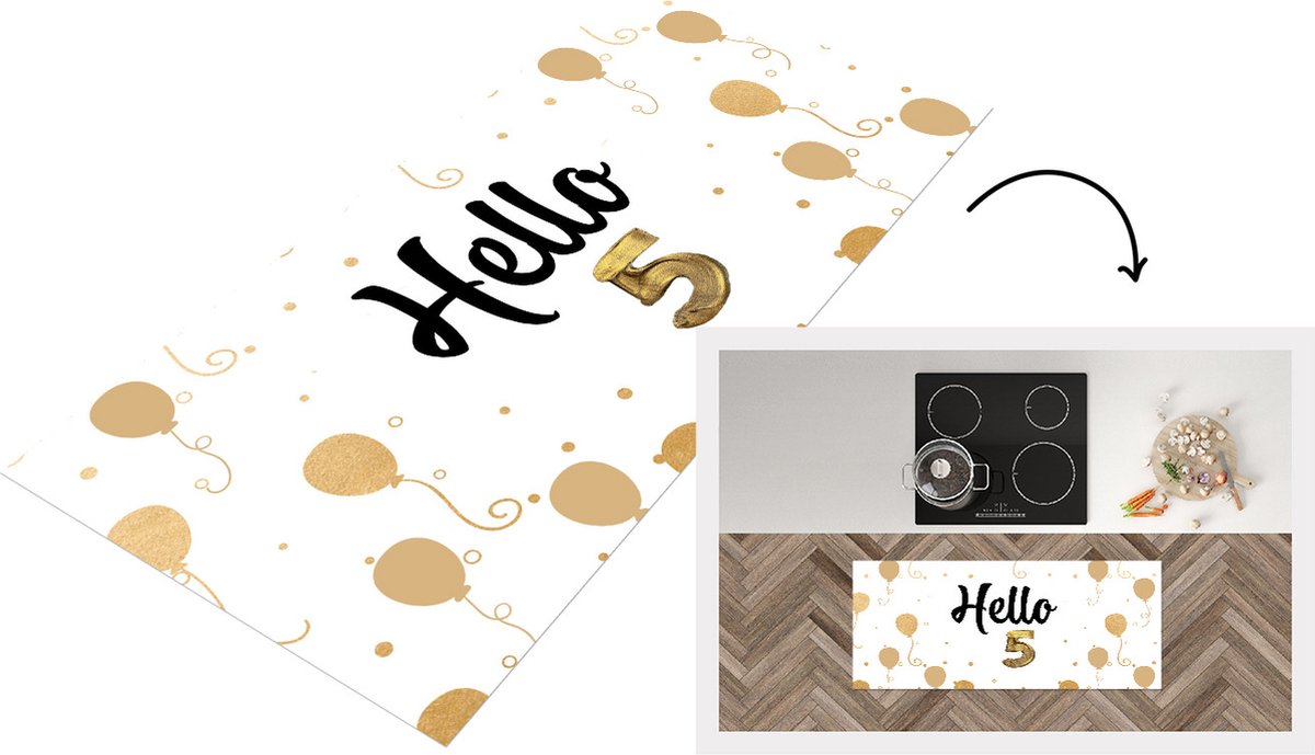 KitchenYeah Keukenloper - Loper keuken - Jubileum - Ballonnen jaar - Keukenloper vinyl Multicolor