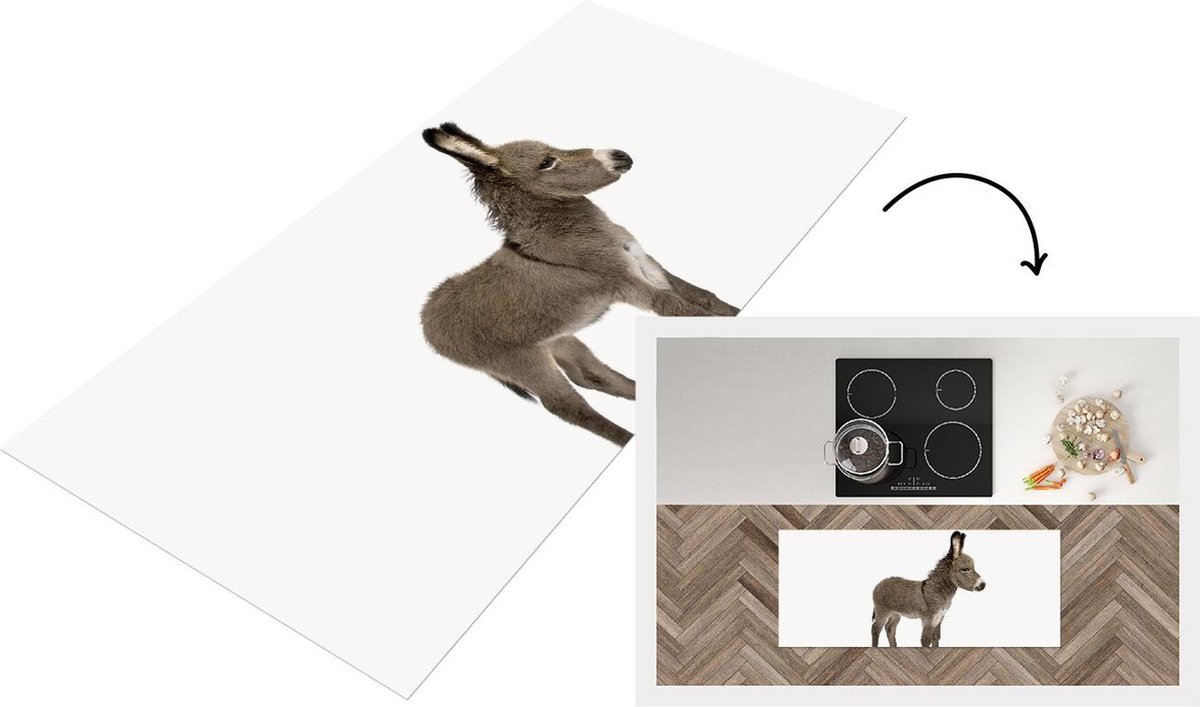KitchenYeah Keukenloper - Loper keuken - Babykamer - Ezel - Veulen - Jong dier - Lief - Schattig - Meisjeskamer - 120x50 cm - Keukenloper vinyl Multicolor
