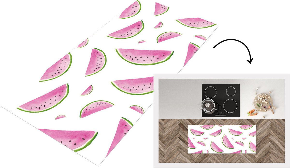 KitchenYeah Keukenloper - Loper keuken - Watermeloenen - Pastel - Design - Keukenloper vinyl Multicolor