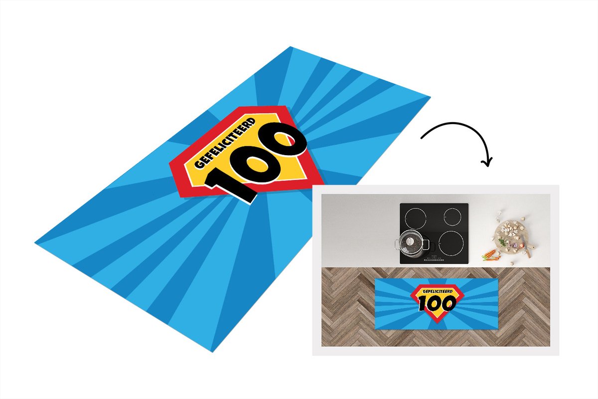 KitchenYeah Keukenloper - Loper keuken - Jubileum - 100 jaar - Cape - 120x50 cm - Keukenloper vinyl Multicolor