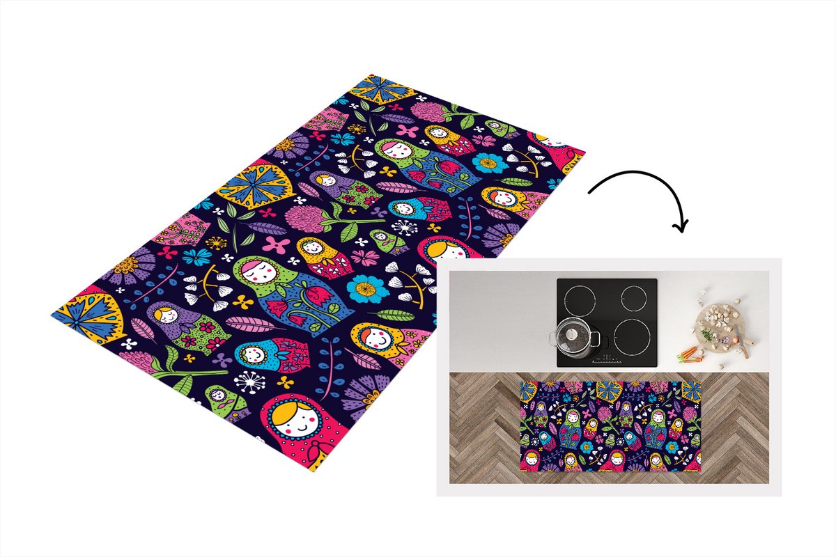 KitchenYeah Keukenloper - Loper keuken - Matroesjka - Rusland - Bloemen - Keukenloper vinyl multicolor, foto 4