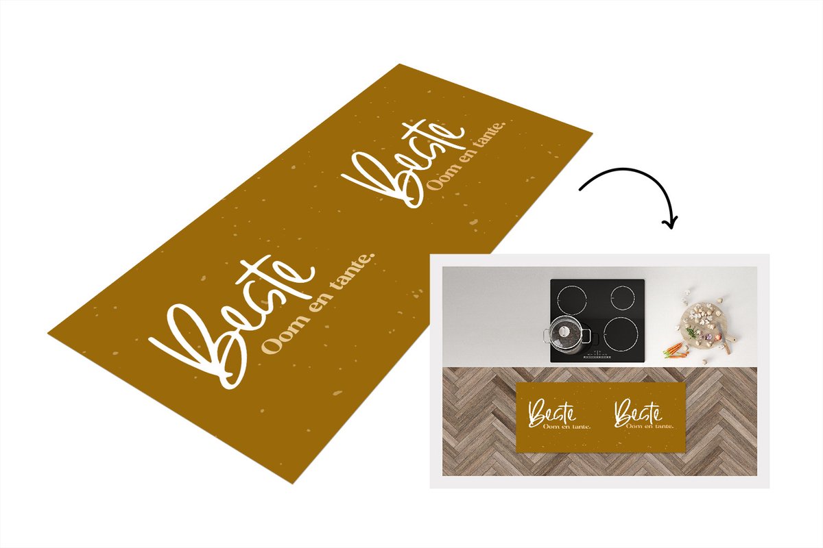 KitchenYeah Keukenloper - Loper keuken - Quotes - Goud - 'Beste oom en tante' - Spreuken - 120x50 cm - Keukenloper vinyl Multicolor