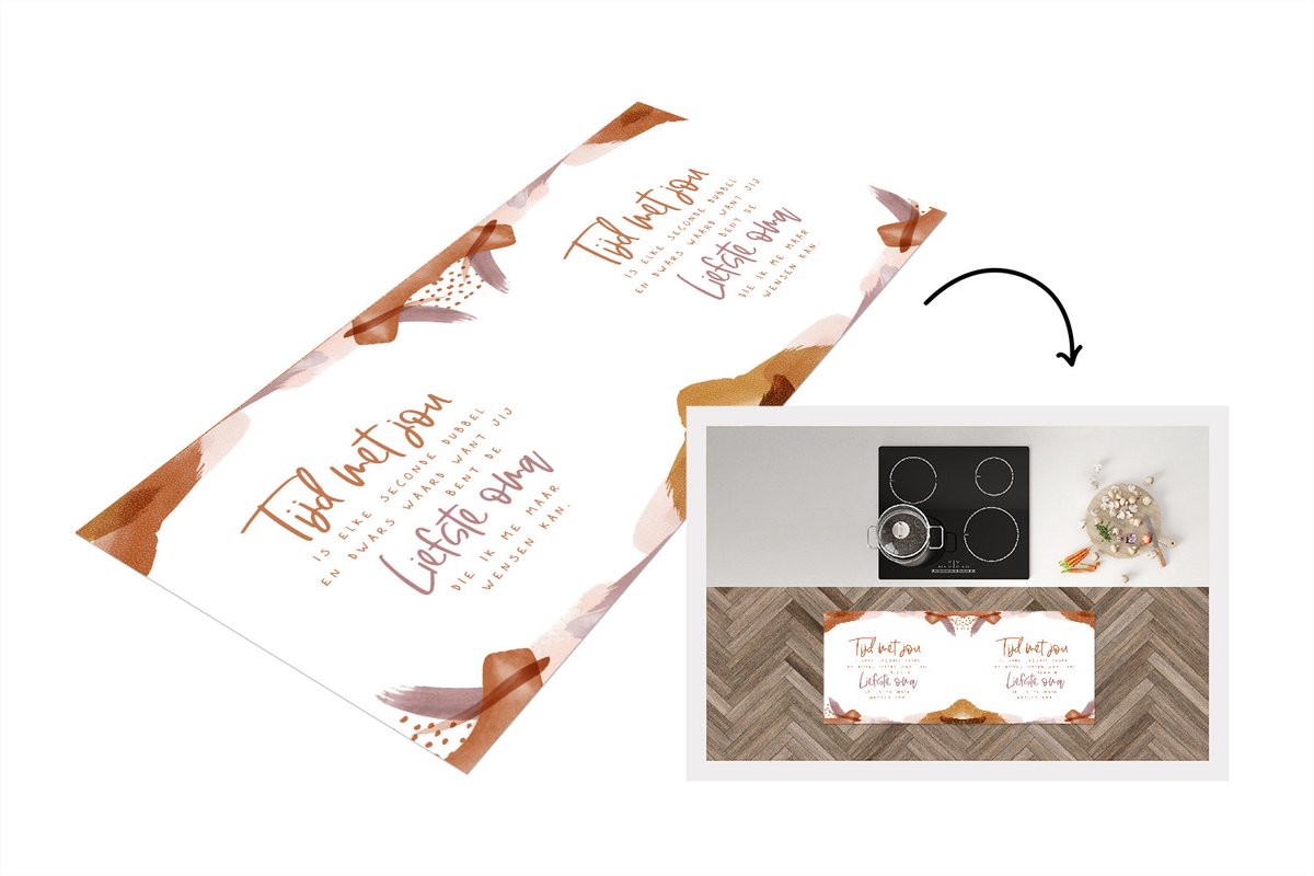 KitchenYeah Keukenloper - Loper keuken - Quotes - Spreuken - 'Tijd met jou..... liefste oma' - Bruin - 120x50 cm - Keukenloper vinyl Multicolor