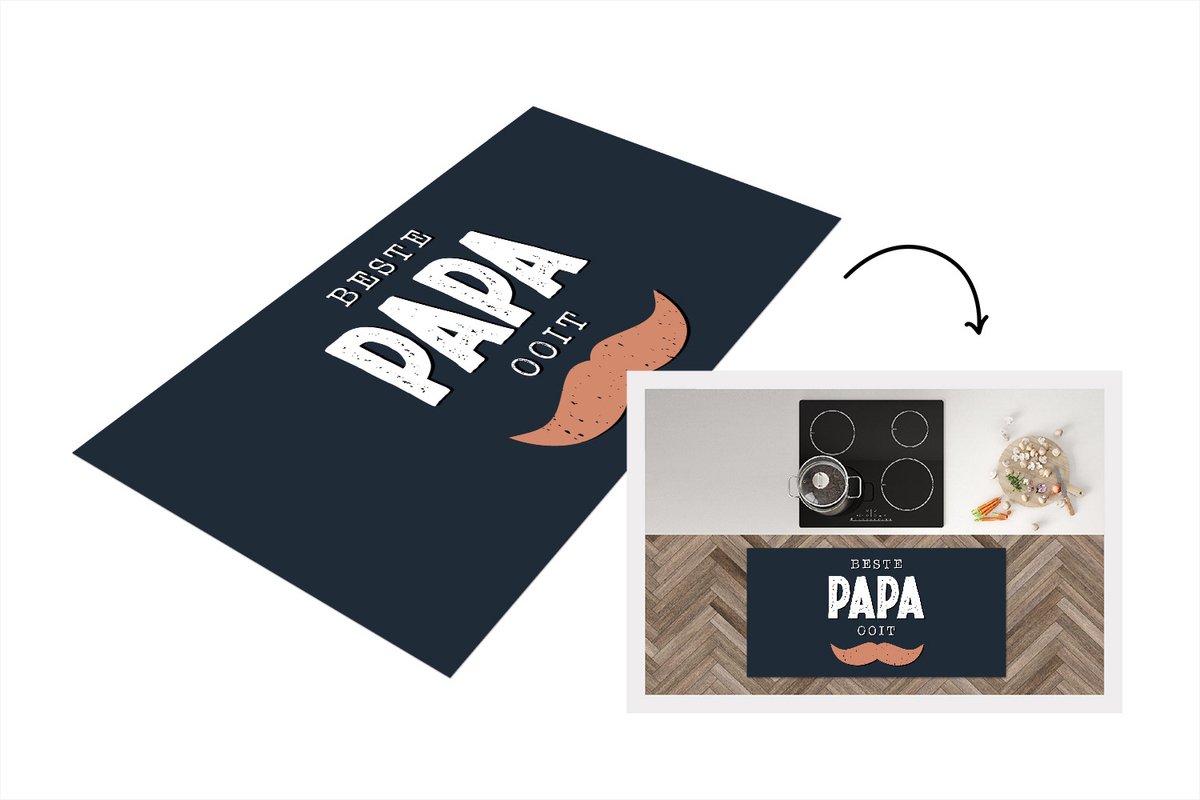 KitchenYeah Keukenloper - Loper keuken - Vaderdag Kado - Vader - Spreuken - Quote - Beste papa ooit - 120x60 cm - Keukenloper vinyl Multicolor