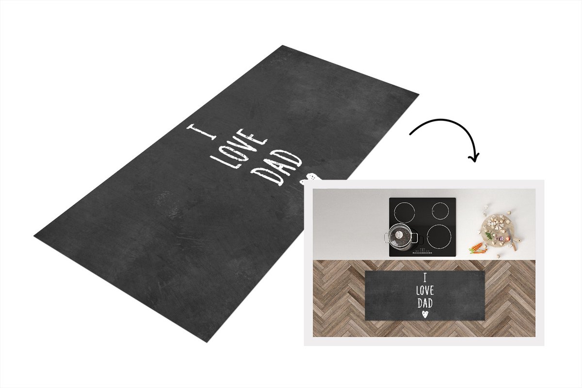KitchenYeah Keukenloper - Loper keuken - Vader cadeautjes - Vaderdag - Quote - I love dad - Spreuken - 120x50 cm - Keukenloper vinyl Multicolor